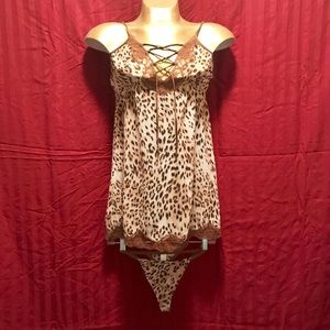 SALE!! Leopard Print Chemise Lingerie with Panties